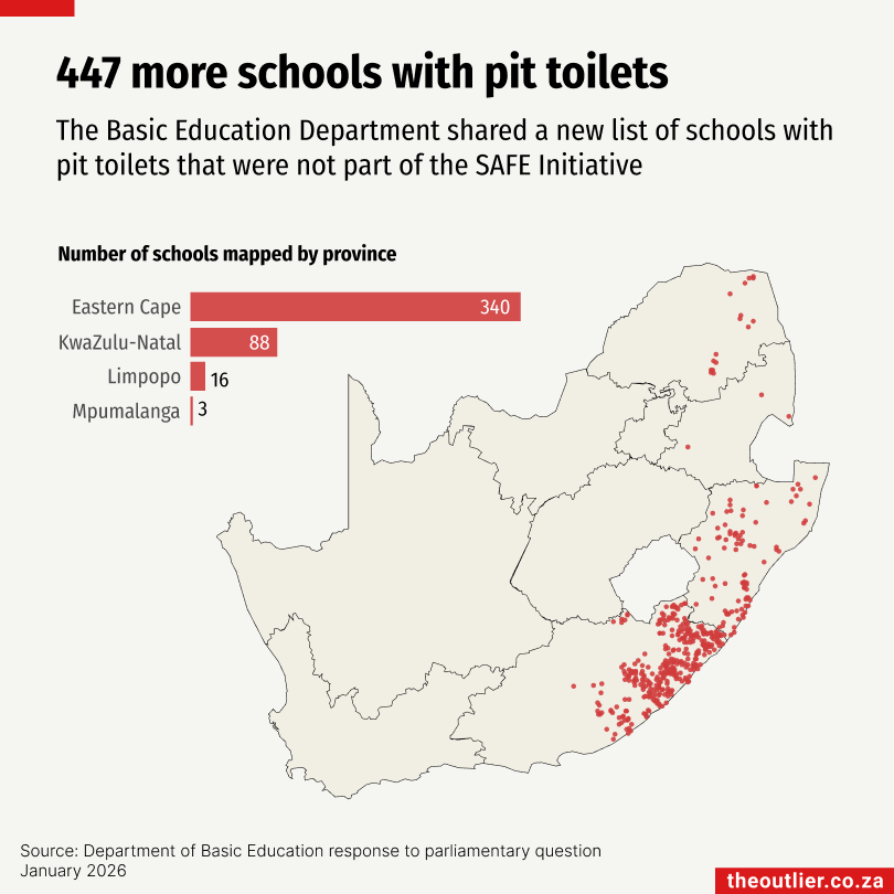 447 more schools with pit toilets